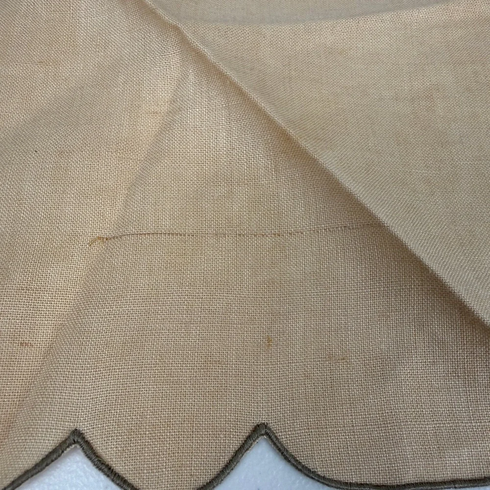 Vintage‎ Embroidered Scalloped Napkins Set of 8 Tan Pink Floral Cottagecore